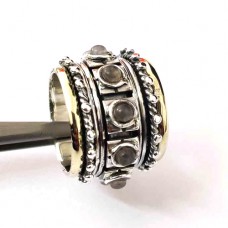Natural Labradorite Yoga Spinner Silver Ring